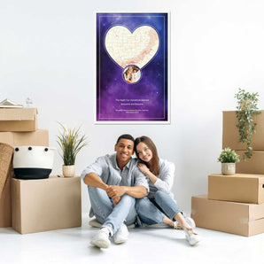 Cosmic Romance Star Map with Photo – framed custom night sky print featuring your photo
