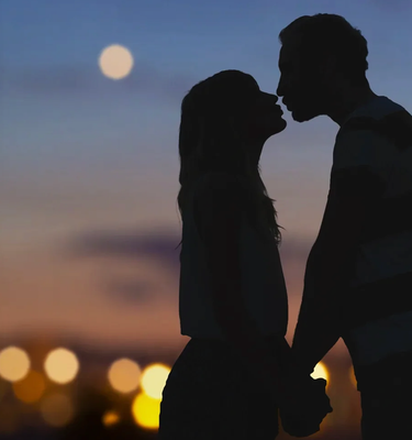 romantic couple silhouette holding hands at sunset custom metal sign design background