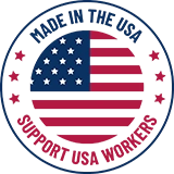 Made in the USA badge with American flag – support local jobs and USA workers with patriotic trust icon
