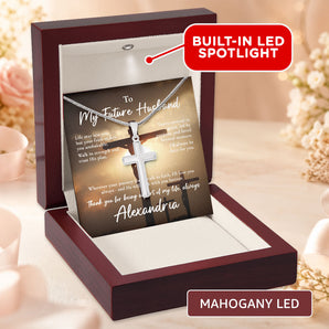 Cross Necklace Gift for Him – personalized jewelry gift with heartfelt message card
