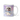 Personalized Polar Bear pet Christmas mug – your dog or cat's real photo face in a cute cartoon polar-bear onesie hood with a blue scarf, on an arctic aurora scene