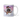 Personalized Snowman pet Christmas mug shown on a wooden table by a Christmas tree – put your dog or cat's face on a cartoon snowman