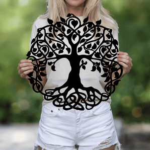 Tree of Life metal sign - die-cut nature family wall decor